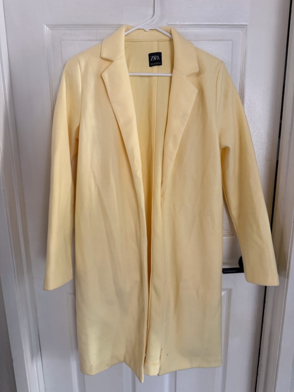 Zara Yellow Open Front Long Collar Coat Size Small
